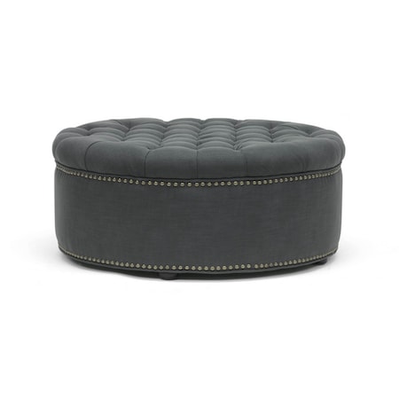 Baxton Studio Iglehart Gray Linen Modern Tufted Ottoman 96-4845